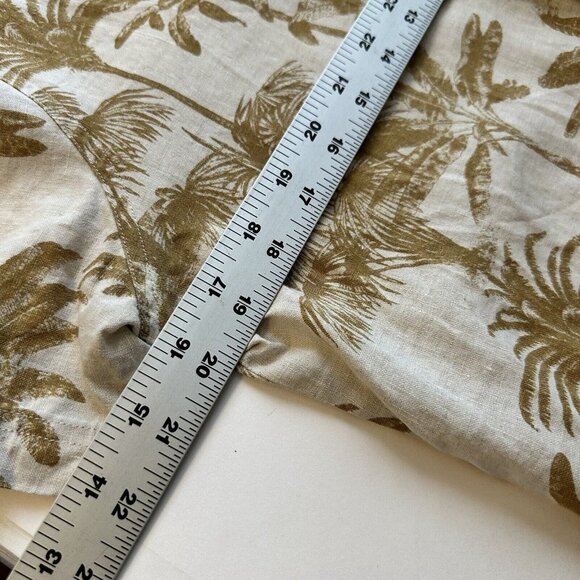 Carribean Joe Womens Tan Tropical Palm Tree Short Sleeve Linen Top Shirt Medium - Picture 5 of 6